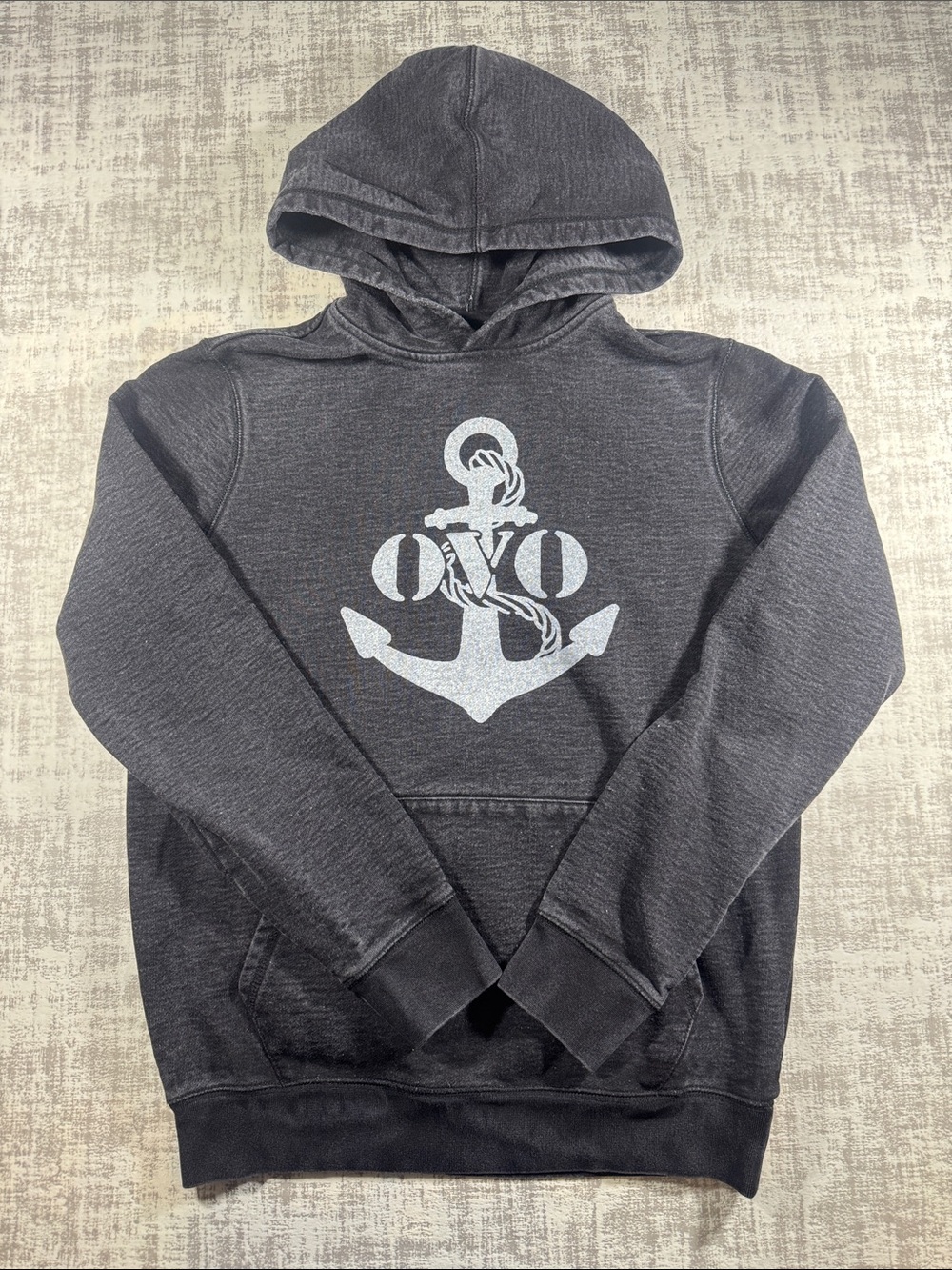 October's Very Own (OVO) Anchor Hoodie Charcoal size Small 25X20 PTP Unisex